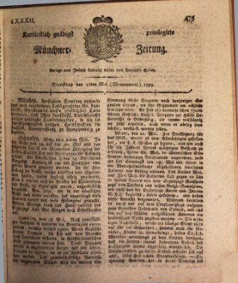 Kurfürstlich gnädigst privilegirte Münchner-Zeitung (Süddeutsche Presse) Dienstag 28. Mai 1799