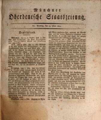 Münchner oberdeutsche Staatszeitung (Süddeutsche Presse) Montag 13. Januar 1800
