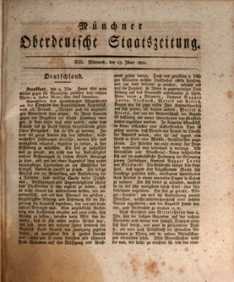 Münchner oberdeutsche Staatszeitung (Süddeutsche Presse) Mittwoch 15. Januar 1800