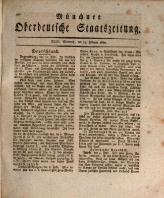 Münchner oberdeutsche Staatszeitung (Süddeutsche Presse) Mittwoch 19. Februar 1800