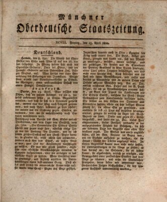 Münchner oberdeutsche Staatszeitung (Süddeutsche Presse) Freitag 25. April 1800