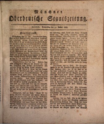 Münchner oberdeutsche Staatszeitung (Süddeutsche Presse) Donnerstag 31. Juli 1800