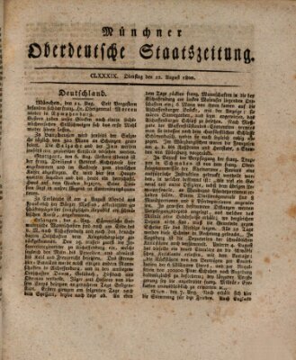 Münchner oberdeutsche Staatszeitung (Süddeutsche Presse) Dienstag 12. August 1800