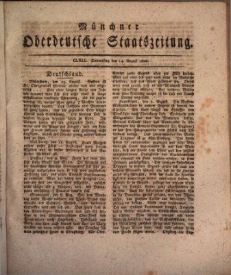 Münchner oberdeutsche Staatszeitung (Süddeutsche Presse) Donnerstag 14. August 1800