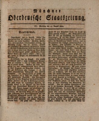 Münchner oberdeutsche Staatszeitung (Süddeutsche Presse) Montag 25. August 1800