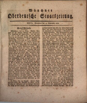 Münchner oberdeutsche Staatszeitung (Süddeutsche Presse) Samstag 13. September 1800
