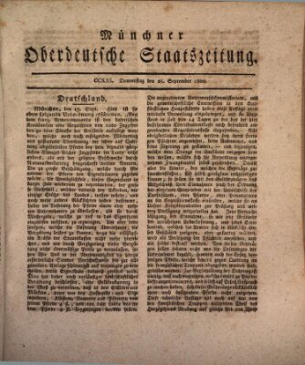 Münchner oberdeutsche Staatszeitung (Süddeutsche Presse) Donnerstag 18. September 1800