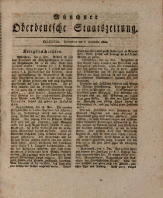 Münchner oberdeutsche Staatszeitung (Süddeutsche Presse) Samstag 6. Dezember 1800
