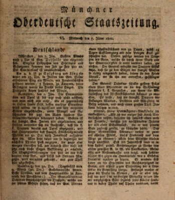 Münchner oberdeutsche Staatszeitung (Süddeutsche Presse) Mittwoch 7. Januar 1801