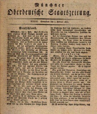 Münchner oberdeutsche Staatszeitung (Süddeutsche Presse) Samstag 7. Februar 1801