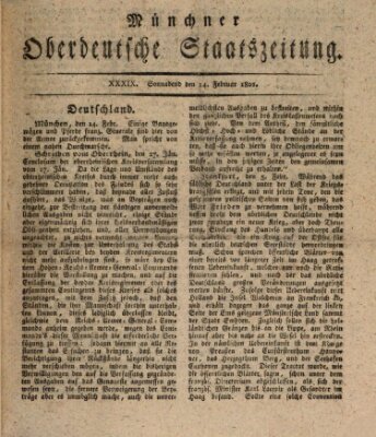 Münchner oberdeutsche Staatszeitung (Süddeutsche Presse) Samstag 14. Februar 1801