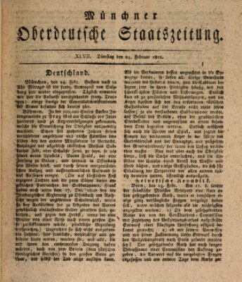 Münchner oberdeutsche Staatszeitung (Süddeutsche Presse) Dienstag 24. Februar 1801
