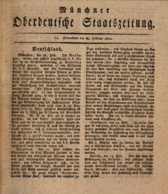 Münchner oberdeutsche Staatszeitung (Süddeutsche Presse) Samstag 28. Februar 1801