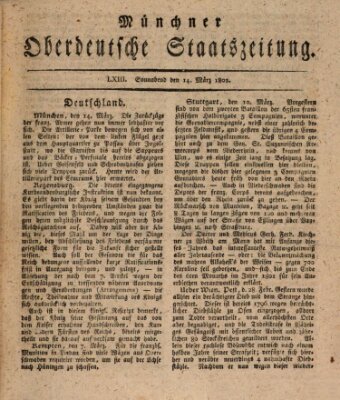 Münchner oberdeutsche Staatszeitung (Süddeutsche Presse) Samstag 14. März 1801