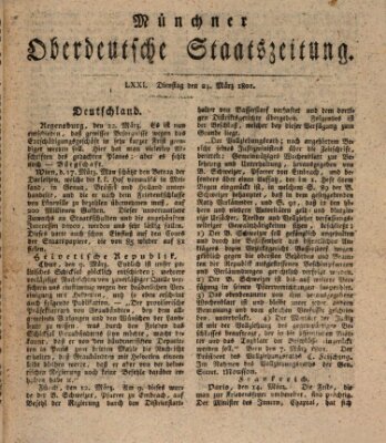 Münchner oberdeutsche Staatszeitung (Süddeutsche Presse) Dienstag 24. März 1801