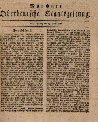 Münchner oberdeutsche Staatszeitung (Süddeutsche Presse) Freitag 17. April 1801