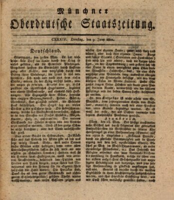 Münchner oberdeutsche Staatszeitung (Süddeutsche Presse) Dienstag 9. Juni 1801