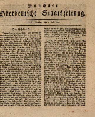 Münchner oberdeutsche Staatszeitung (Süddeutsche Presse) Dienstag 7. Juli 1801
