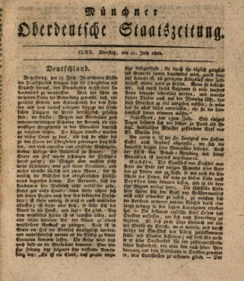 Münchner oberdeutsche Staatszeitung (Süddeutsche Presse) Dienstag 21. Juli 1801