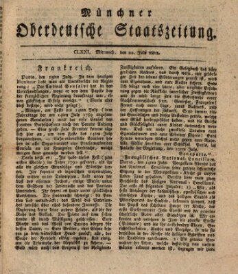 Münchner oberdeutsche Staatszeitung (Süddeutsche Presse) Mittwoch 22. Juli 1801