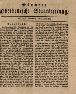 Münchner oberdeutsche Staatszeitung (Süddeutsche Presse) Donnerstag 30. Juli 1801