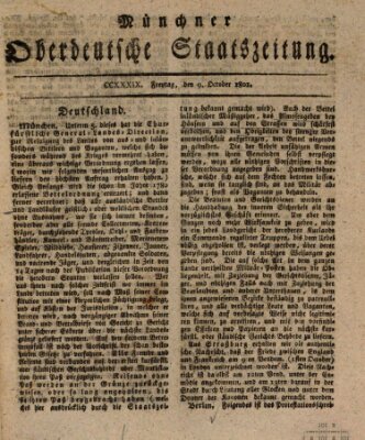 Münchner oberdeutsche Staatszeitung (Süddeutsche Presse) Freitag 9. Oktober 1801