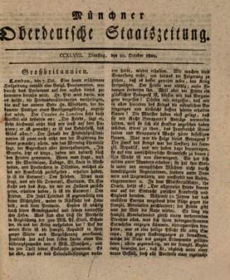 Münchner oberdeutsche Staatszeitung (Süddeutsche Presse) Dienstag 20. Oktober 1801
