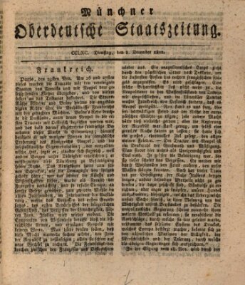 Münchner oberdeutsche Staatszeitung (Süddeutsche Presse) Dienstag 8. Dezember 1801
