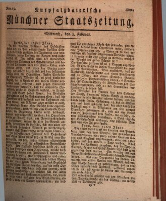 Kurpfalzbaierische Münchner Staats-Zeitung (Süddeutsche Presse) Mittwoch 3. Februar 1802