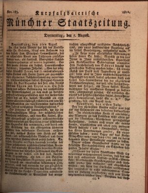 Kurpfalzbaierische Münchner Staats-Zeitung (Süddeutsche Presse) Donnerstag 5. August 1802