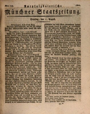 Kurpfalzbaierische Münchner Staats-Zeitung (Süddeutsche Presse) Dienstag 17. August 1802