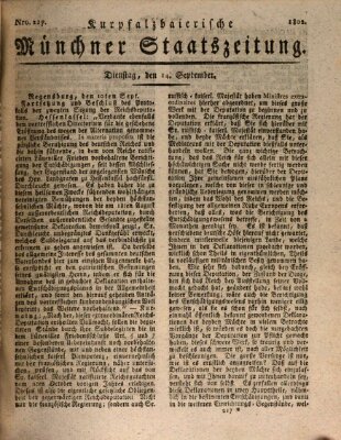Kurpfalzbaierische Münchner Staats-Zeitung (Süddeutsche Presse) Dienstag 14. September 1802