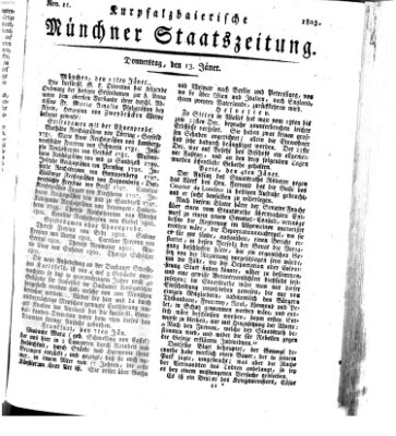 Kurpfalzbaierische Münchner Staats-Zeitung (Süddeutsche Presse) Donnerstag 13. Januar 1803