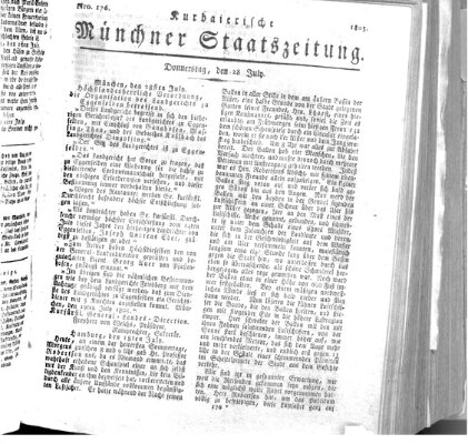 Kurpfalzbaierische Münchner Staats-Zeitung (Süddeutsche Presse) Donnerstag 28. Juli 1803