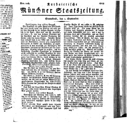 Kurpfalzbaierische Münchner Staats-Zeitung (Süddeutsche Presse) Samstag 3. September 1803