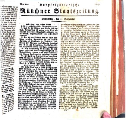 Kurpfalzbaierische Münchner Staats-Zeitung (Süddeutsche Presse) Donnerstag 22. September 1803