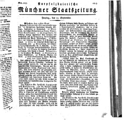 Kurpfalzbaierische Münchner Staats-Zeitung (Süddeutsche Presse) Freitag 23. September 1803