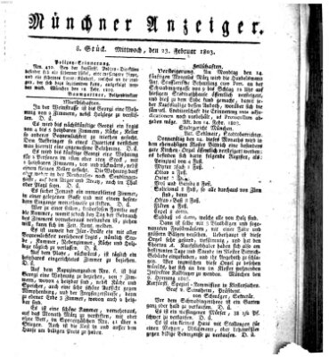 Kurpfalzbaierische Münchner Staats-Zeitung (Süddeutsche Presse) Mittwoch 23. Februar 1803