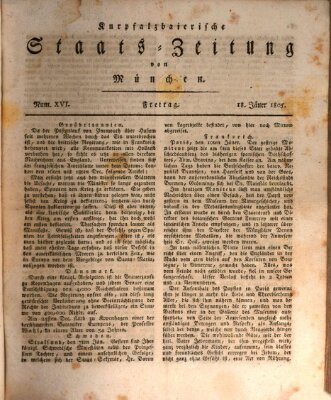 Kurpfalzbaierische Staatszeitung von München (Süddeutsche Presse) Freitag 18. Januar 1805