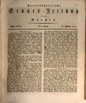 Kurpfalzbaierische Staatszeitung von München (Süddeutsche Presse) Dienstag 26. Februar 1805