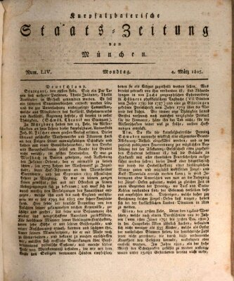 Kurpfalzbaierische Staatszeitung von München (Süddeutsche Presse) Montag 4. März 1805
