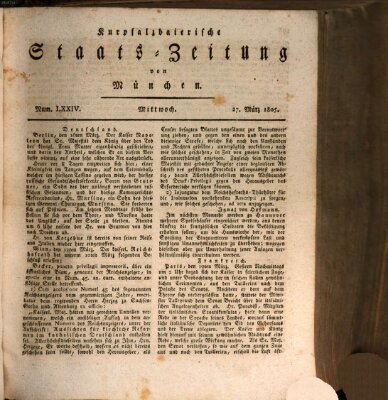 Kurpfalzbaierische Staatszeitung von München (Süddeutsche Presse) Mittwoch 27. März 1805