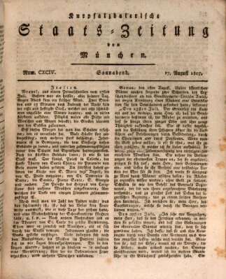 Kurpfalzbaierische Staatszeitung von München (Süddeutsche Presse) Samstag 17. August 1805