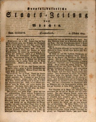 Kurpfalzbaierische Staatszeitung von München (Süddeutsche Presse) Samstag 5. Oktober 1805