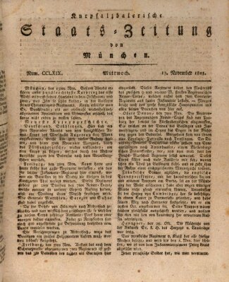 Kurpfalzbaierische Staatszeitung von München (Süddeutsche Presse) Mittwoch 13. November 1805