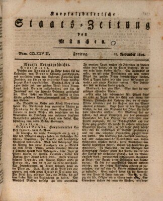 Kurpfalzbaierische Staatszeitung von München (Süddeutsche Presse) Freitag 22. November 1805