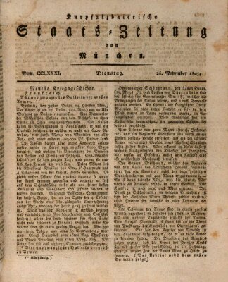 Kurpfalzbaierische Staatszeitung von München (Süddeutsche Presse) Dienstag 26. November 1805