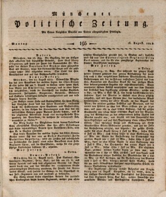 Münchener politische Zeitung (Süddeutsche Presse) Montag 16. August 1813