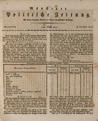 Münchener politische Zeitung (Süddeutsche Presse) Donnerstag 28. Oktober 1813