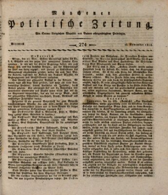 Münchener politische Zeitung (Süddeutsche Presse) Mittwoch 16. November 1814